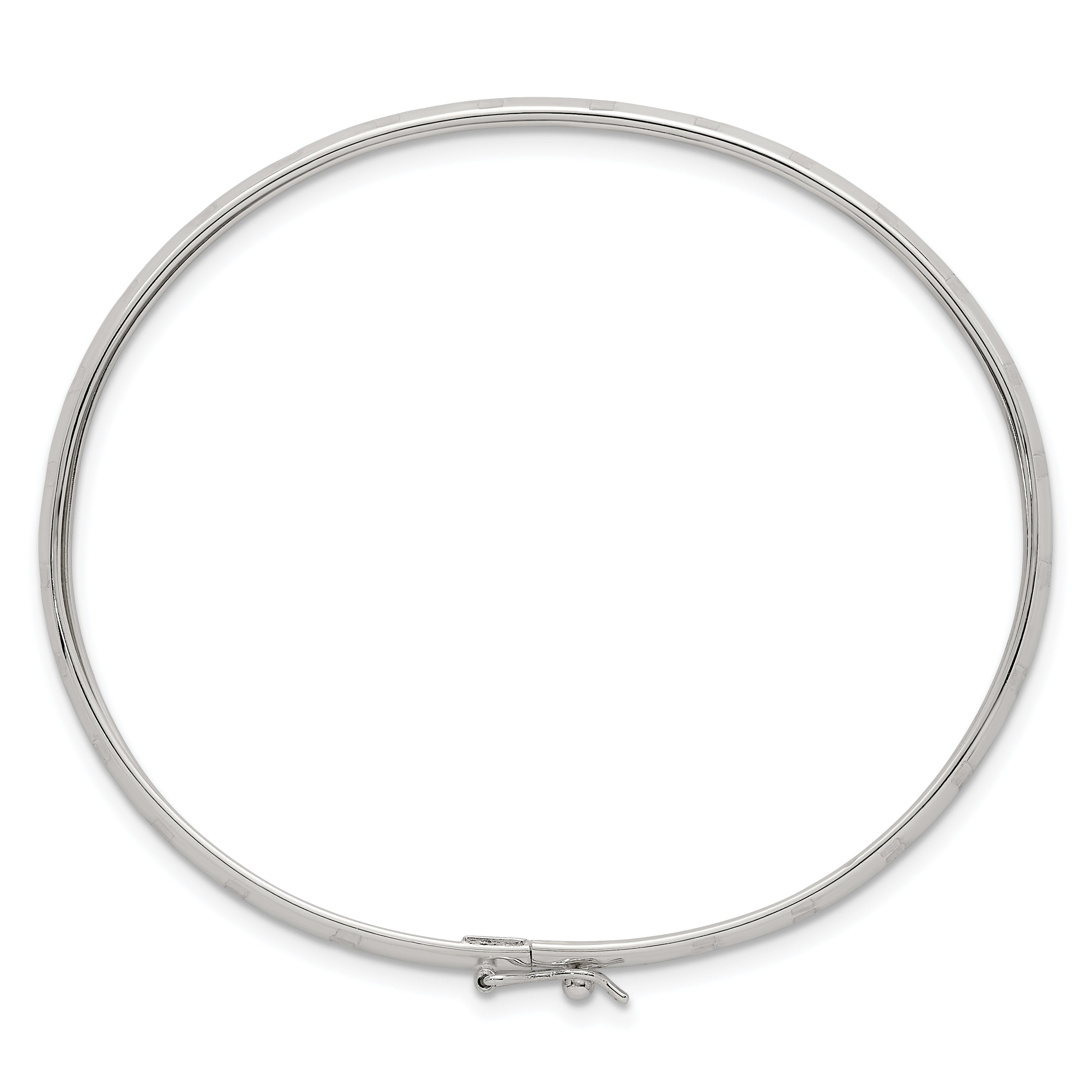 Sterling Silver Polished and Diamond-cut 4.0mm Flexible Bangle