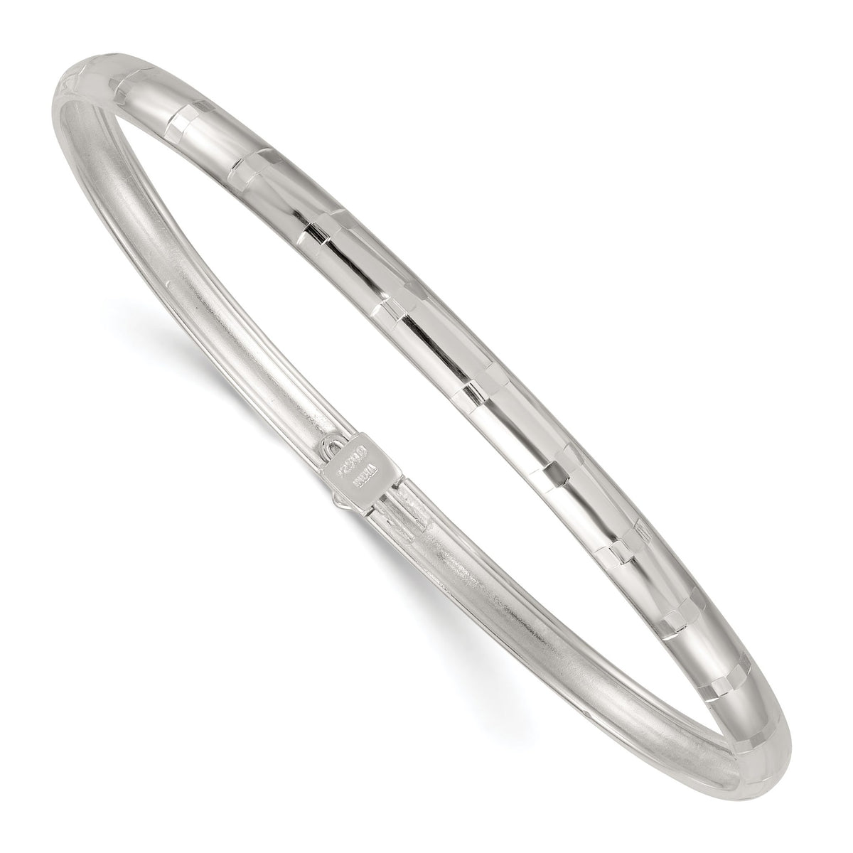 Flexible Bangle Bracelet in Sterling Silver, 4.2mm Diamond-Cut - Sophia Jewelers Main image