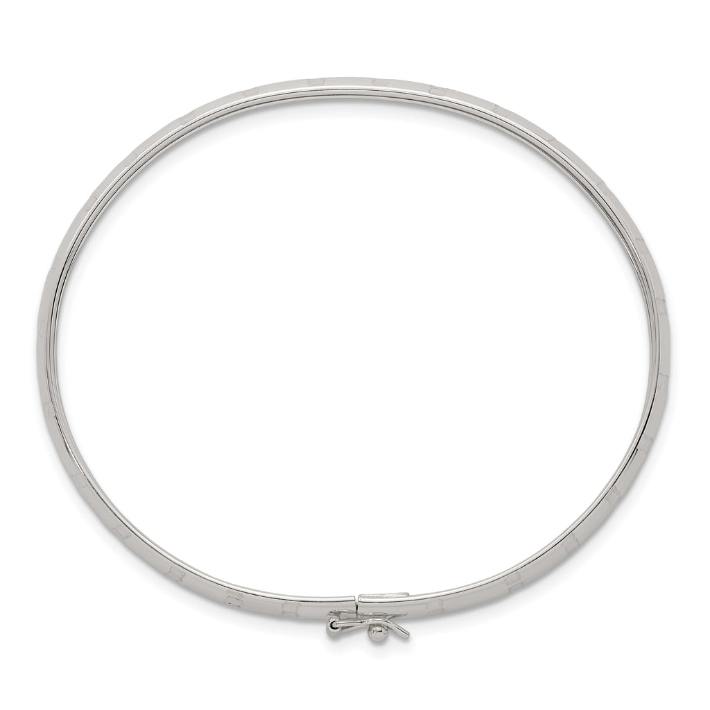 Sterling Silver Polished and Diamond-cut 6.0mm Flexible Bangle