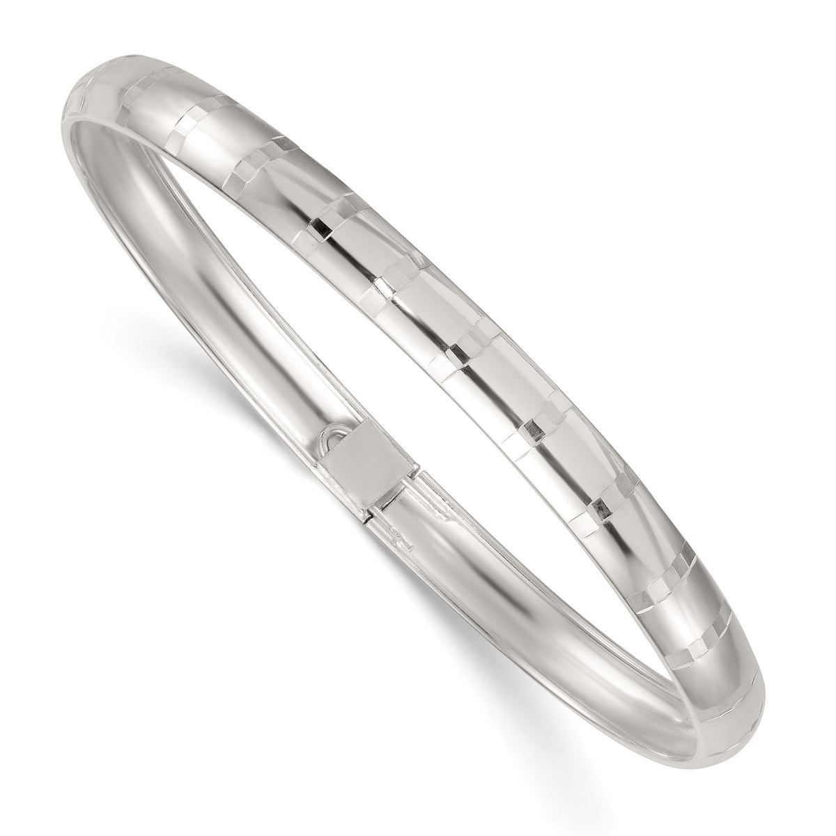Flexible Bangle Bracelet in Sterling Silver, 6mm Diamond-Cut - Sophia Jewelers Main image