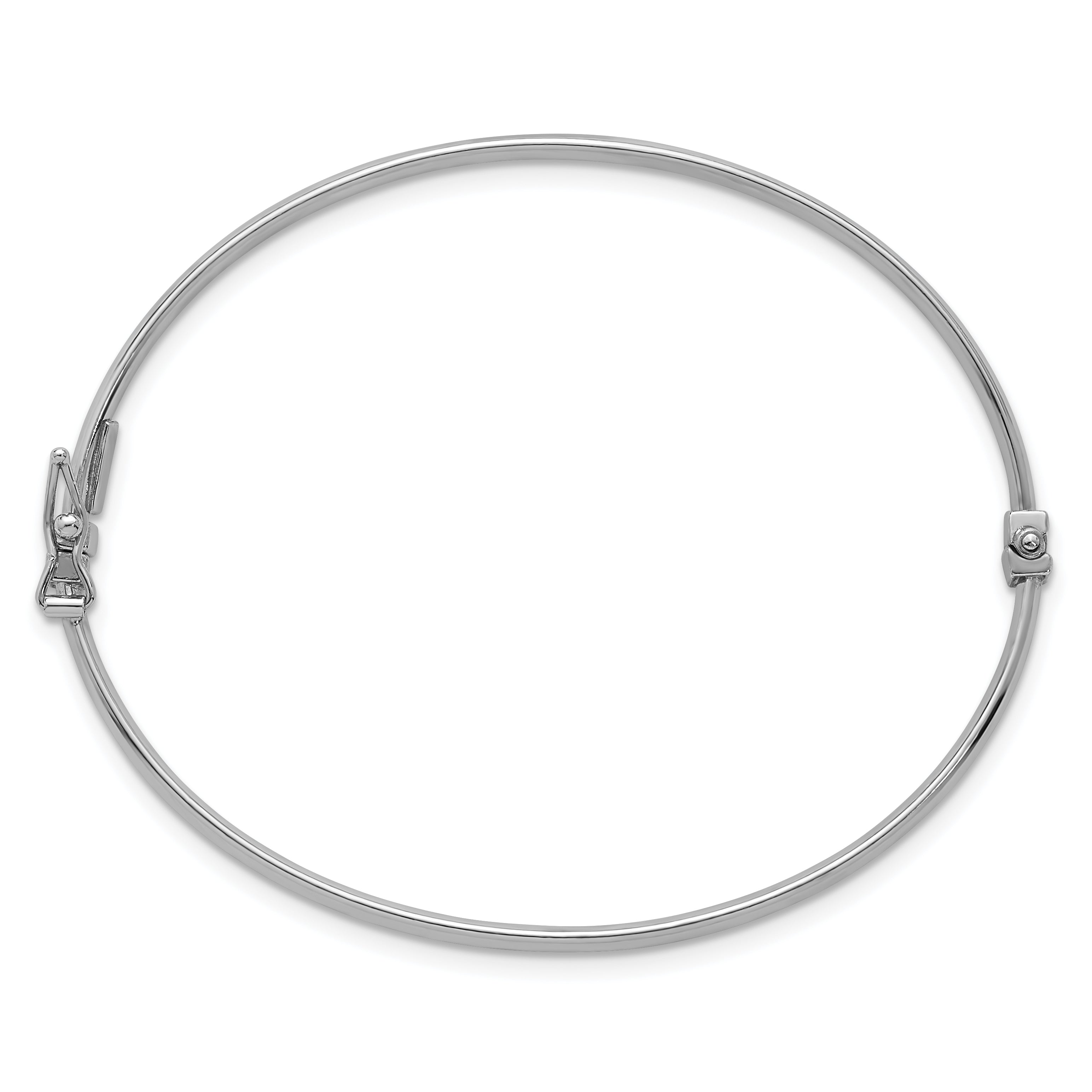 Sterling Silver Rhodium-plated Polished 3.00mm Hinged Bangle Secondary image