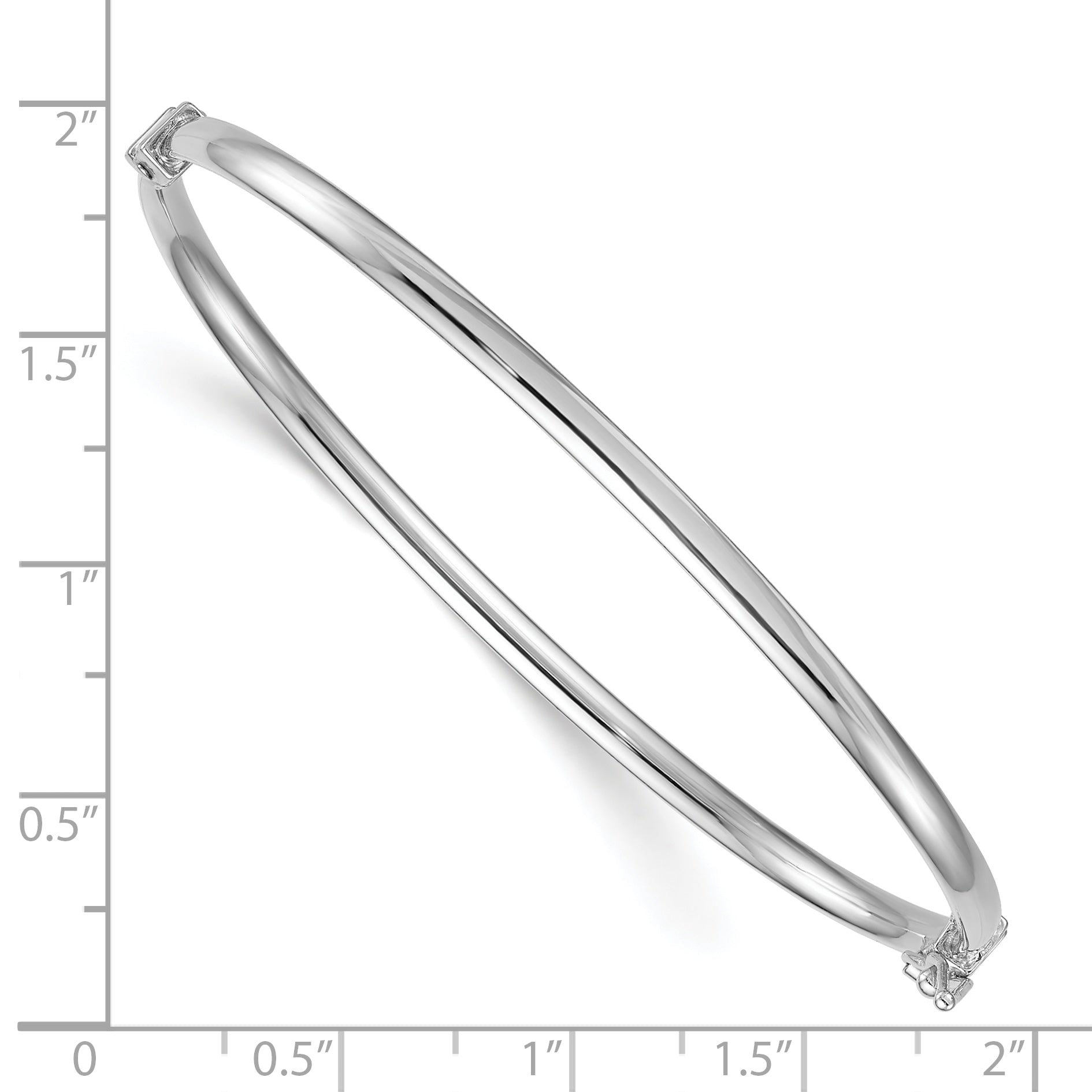 Sterling Silver Rhodium-plated Polished 3.00mm Hinged Bangle