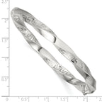 Sterling Silver Polished Textured and Twisted 6.50mm Greek Key Hinged Bangle