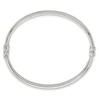 Sterling Silver Polished and Textured 6.50mm Greek Key Hinged Bangle