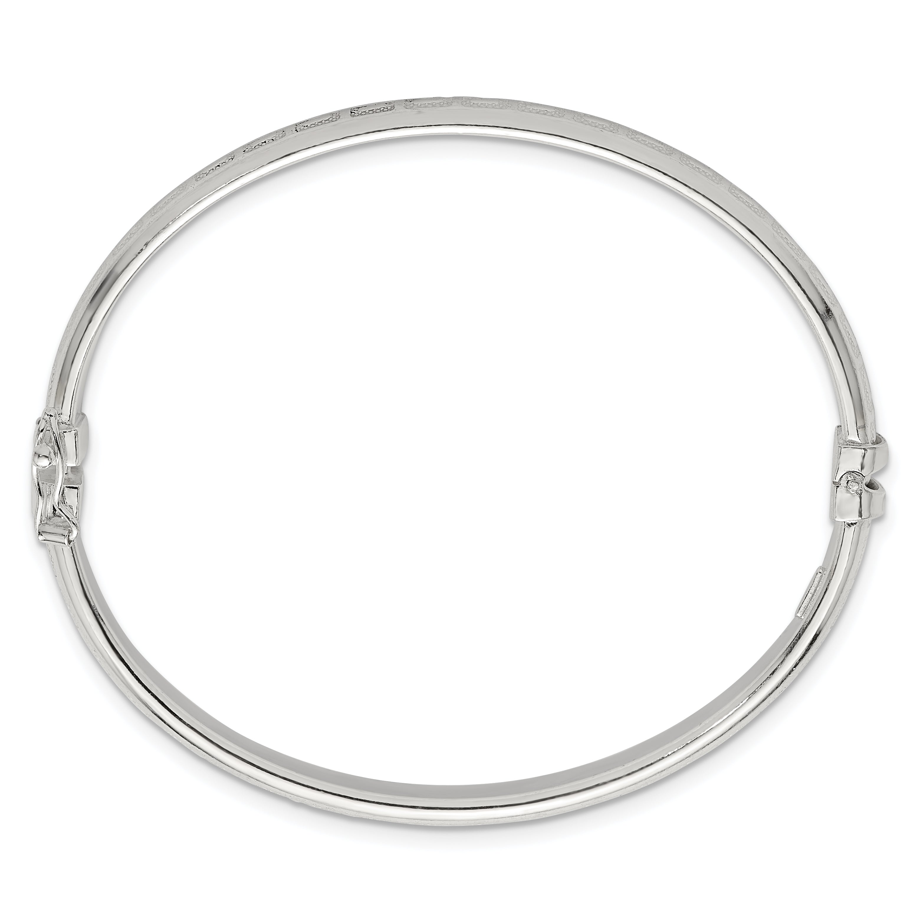 Sterling Silver Polished and Textured 6.50mm Greek Key Hinged Bangle