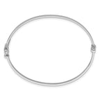 Sterling Silver Rhodium-plated Polished Textured Greek Key 4.00mm Hinged Bangle