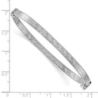 Sterling Silver Rhodium-plated Polished Textured Greek Key 4.00mm Hinged Bangle
