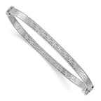 Sterling Silver Rhodium-plated Polished Textured Greek Key 4.00mm Hinged Bangle