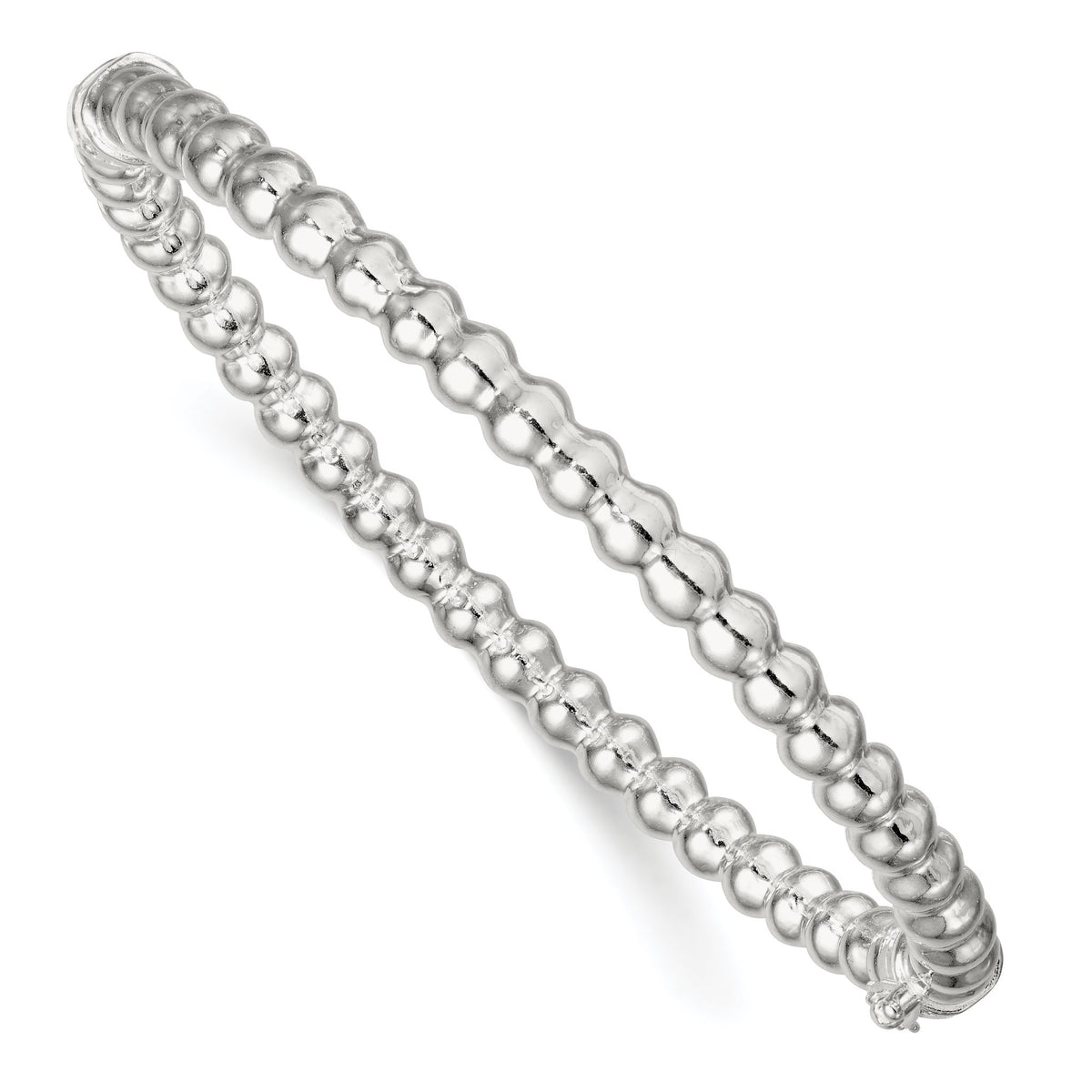 Beaded Bangle Bracelet in Sterling Silver, 4mm Hinged - Sophia Jewelers Main image