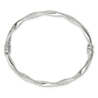 Sterling Silver Polished and Textured Twisted 4.00mm Hinged Bangle