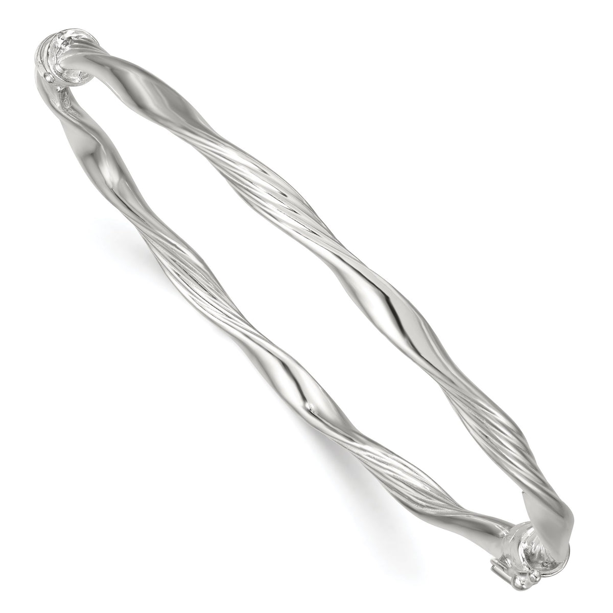 Twisted Bangle Bracelet in Sterling Silver, 3.9mm Hinged - Sophia Jewelers Main image