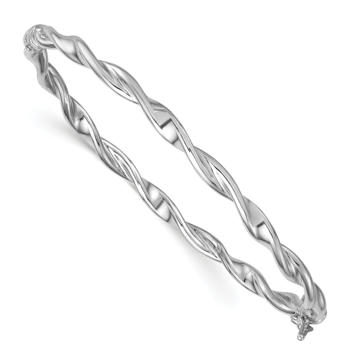 Twisted Bangle Bracelet in Sterling Silver, 4mm Hinged - Sophia Jewelers Main image