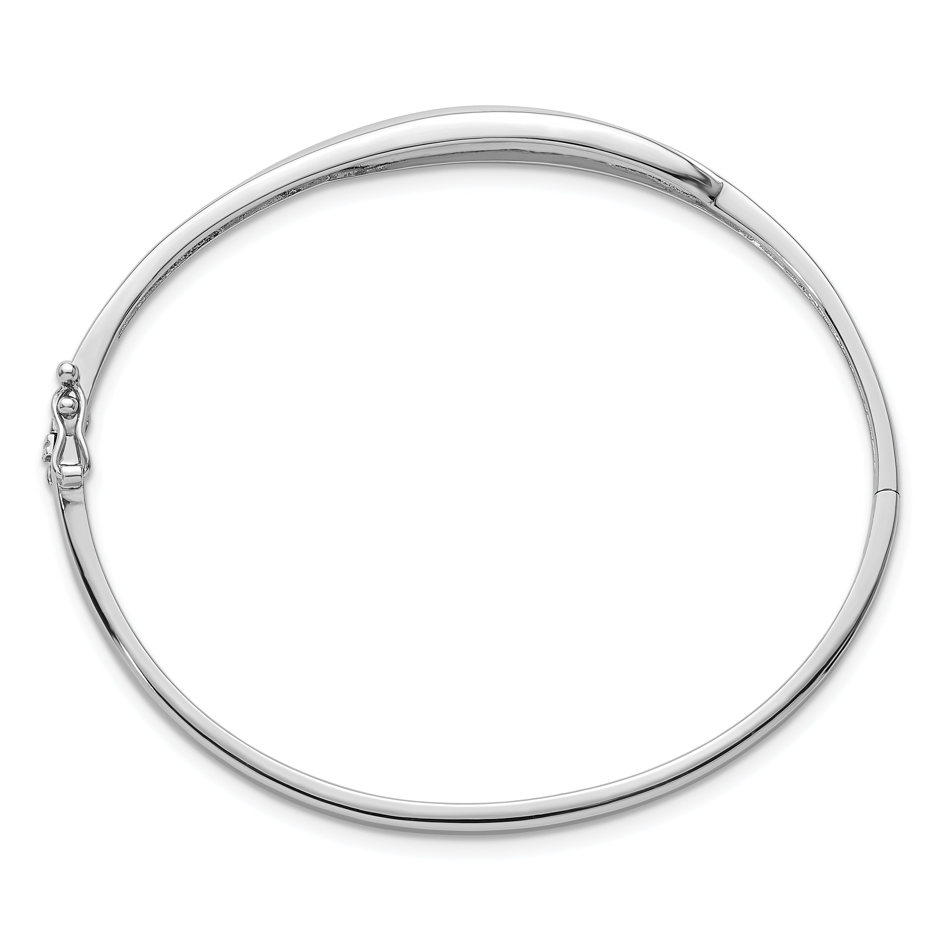 Sterling Silver Rhodium-plated CZ Polished Hinged Bangle Secondary image