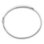 Sterling Silver Rhodium-plated CZ Polished Hinged Bangle
