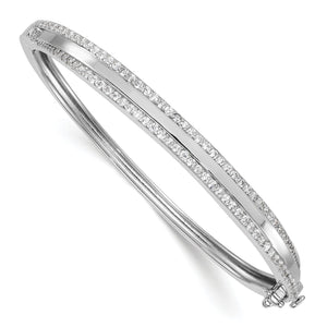 Cubic Zirconia Bangle Bracelet in Sterling Silver, 3.3mm Hinged - Sophia Jewelers