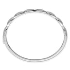 Sterling Silver Rhodium-plated Polished Fancy Scalloped CZ Hinged Bangle