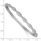 Sterling Silver Rhodium-plated Polished Fancy Scalloped CZ Hinged Bangle