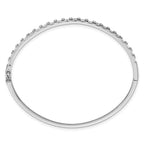 Sterling Silver Rhodium-plated Polished Round and Emerald-shape CZ Fancy Hinged Bangle