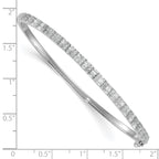 Sterling Silver Rhodium-plated Polished Round and Emerald-shape CZ Fancy Hinged Bangle