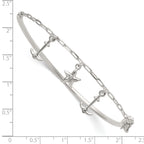 Sterling Silver Polished Anchor and Starfish Charms Half Bangle Bracelet