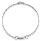 Sterling Silver Rhodium-plated Polished Blue CZ Flower Childrens Expandable Bangle