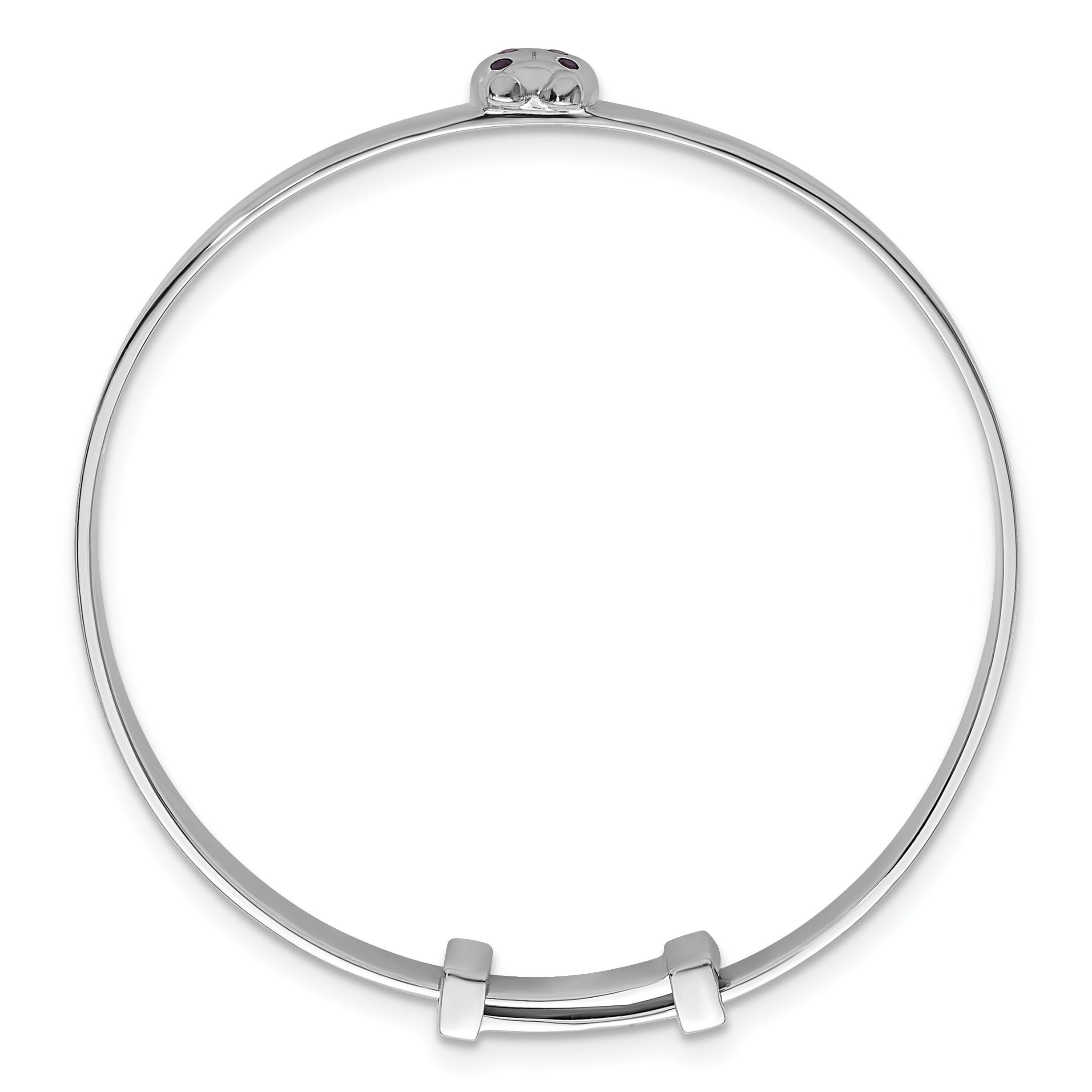 Sterling Silver Rhodium-plated Polished Pink And Red CZ Lady Bug Childrens Expandable Bangle Secondary image