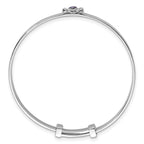 Sterling Silver Rhodium-plated Polished Pink And Purple CZ Butterfly Childrens Expandable Bangle