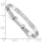 Sterling Silver Rhodium-plated Polished Etched Floral Pattern Childrens Expandable Bangle