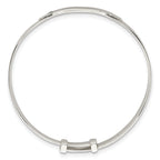 Sterling Silver Polished White CZ Claddagh Expandable Slip-on Baby ID Bangle