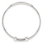 Sterling Silver Polished Textured Floral Expandable Slip-on Baby ID Bangle