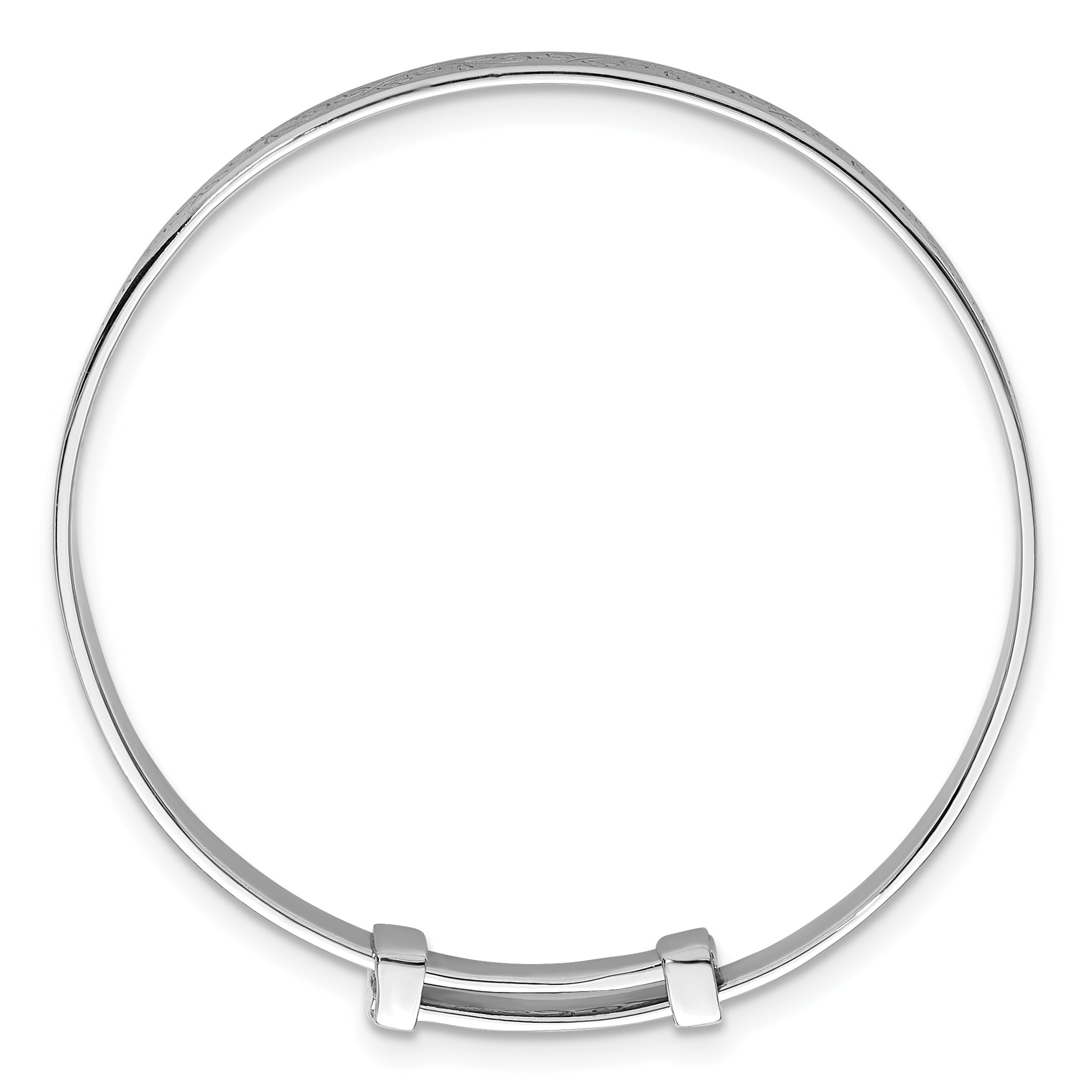 Sterling Silver Rhodium-plated Polished Etched Dragonfly Childrens Expandable Bangle Secondary image