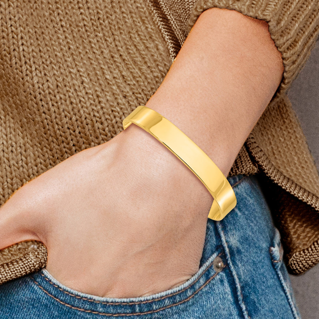 Sterling Silver Gold-tone 9.75mm Cuff Bangle Bracelet