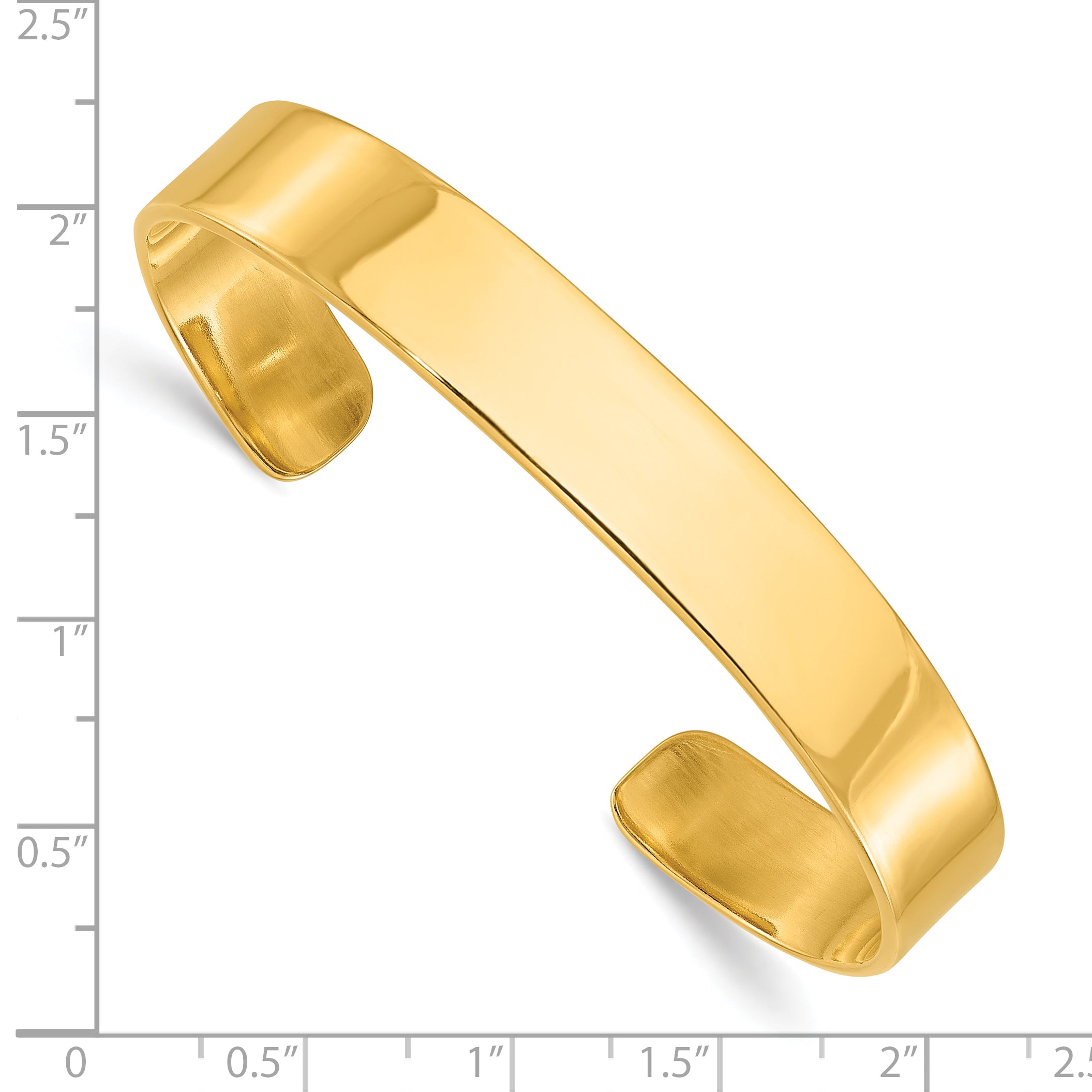 Sterling Silver Gold-tone 9.75mm Cuff Bangle Bracelet