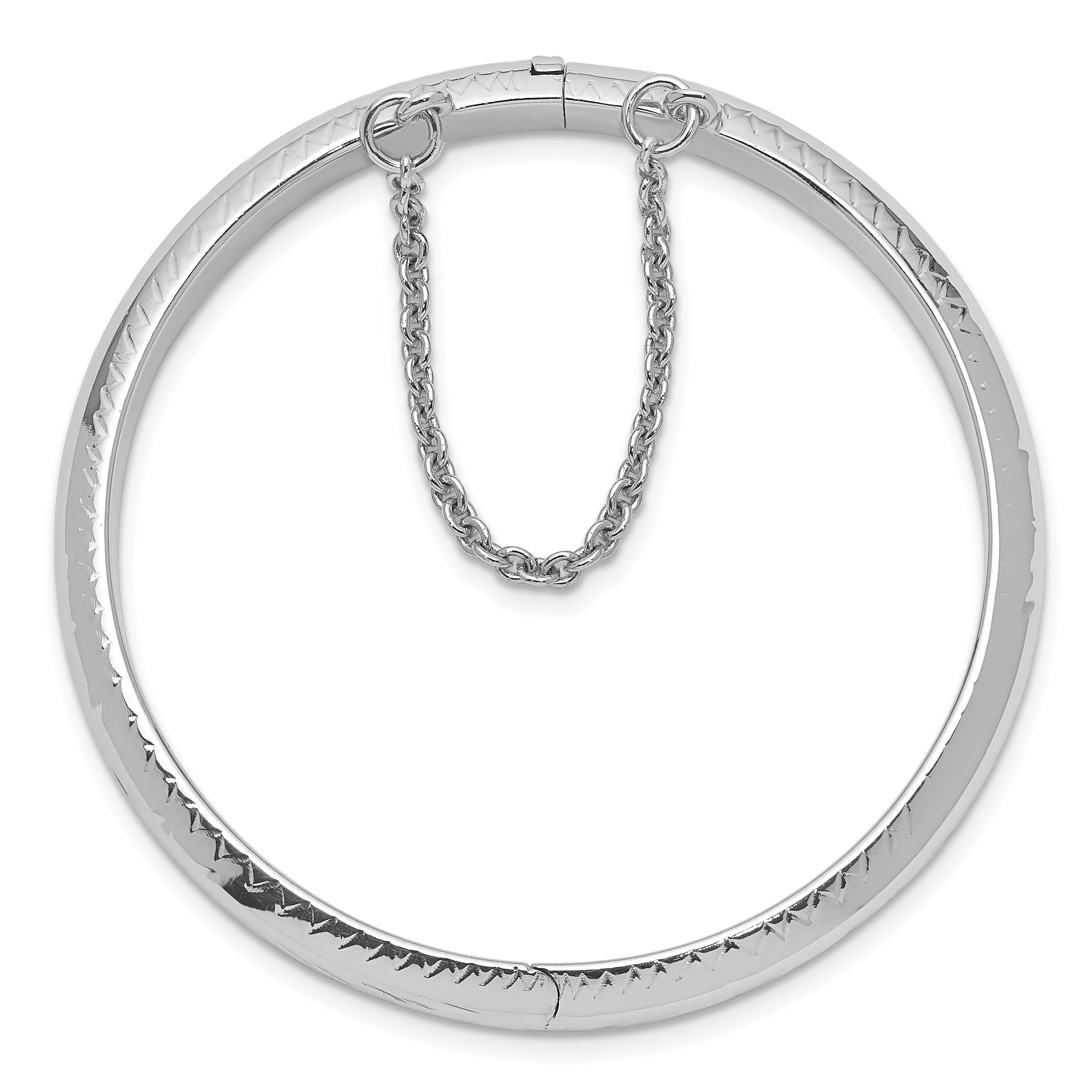 Sterling Silver RH-plated Polished Diamond-Cut 5mm Hinged Baby Bangle Bracelet