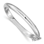 Sterling Silver RH-plated Polished Diamond-Cut 5mm Hinged Baby Bangle Bracelet