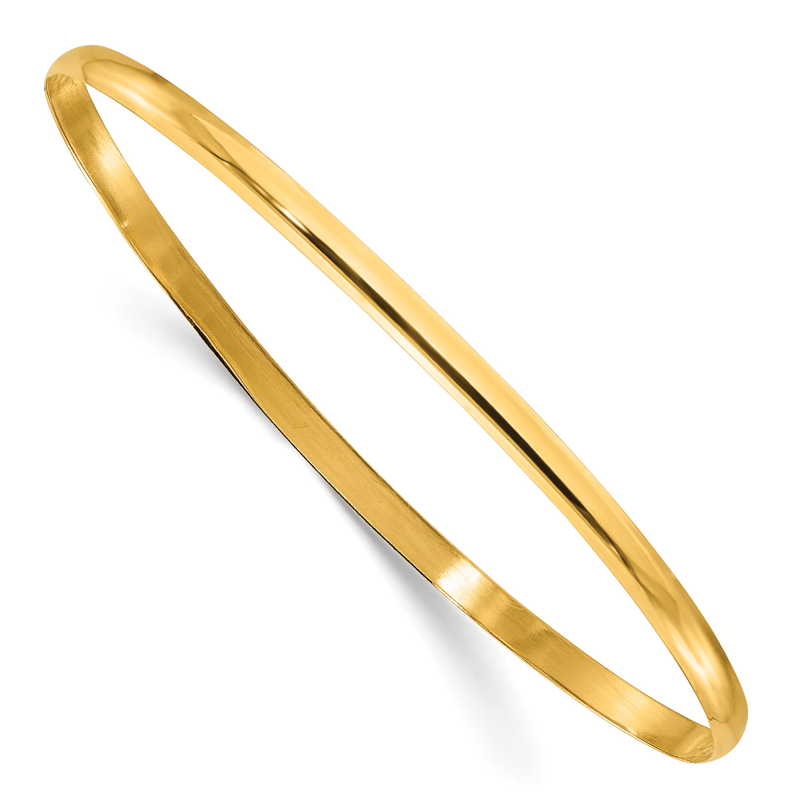 Sterling Silver Gold-tone 3mm Polished Plain Slip-On Bangle Bracelet Main image