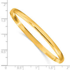 Sterling Silver Gold-tone 4mm Solid Polished Plain Slip-On Bangle Bracelet