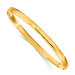 Sterling Silver Gold-tone 4mm Solid Polished Plain Slip-On Bangle Bracelet