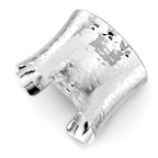 Sterling Silver Polished Hammered Concave 49.5mm Cuff Bangle