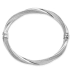 Sterling Silver Polished & Twisted Glitter Infused Hinged Bangle