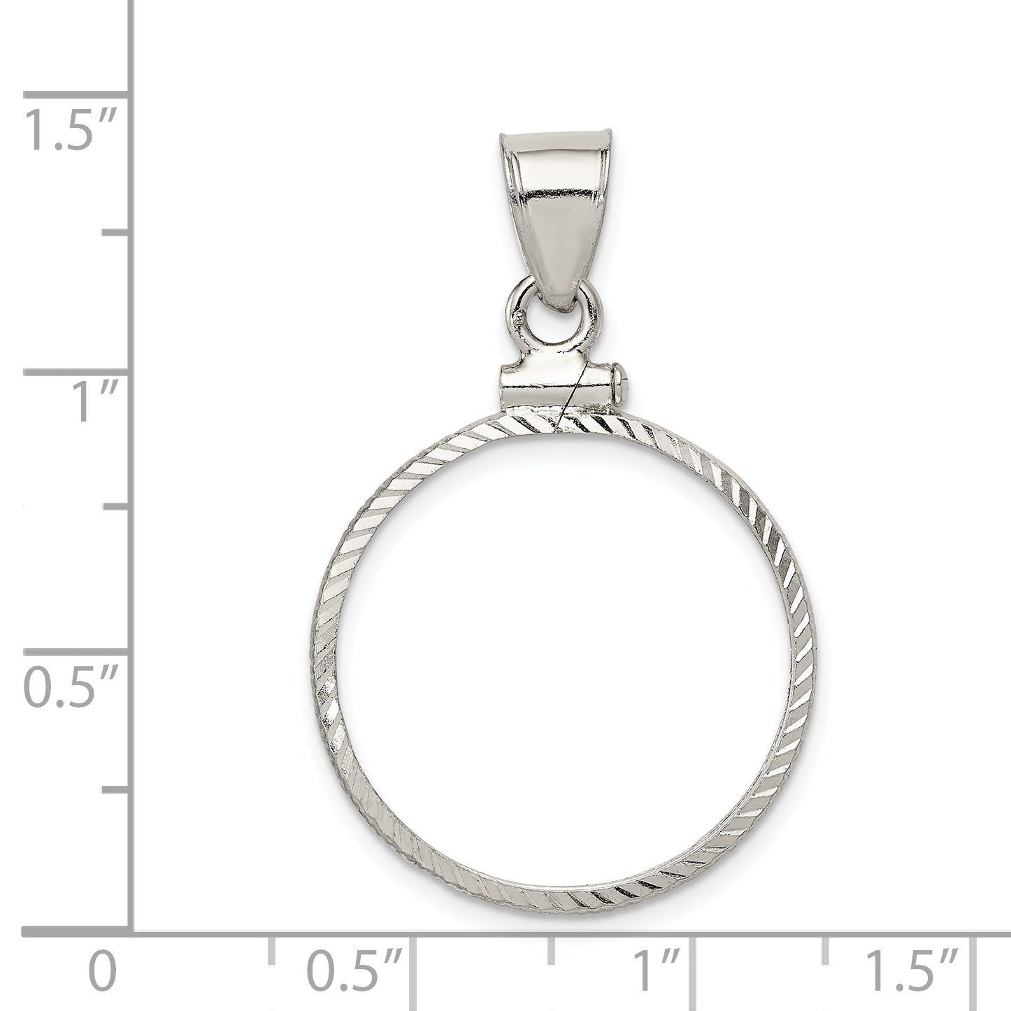 Wideband Distinguished Coin Jewelry Sterling Silver Polished and Diamond-cut 21.1 x 2.0mm $0.05 Screw Top Coin Bezel Pendant