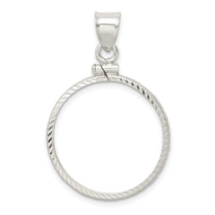 Wideband Distinguished Coin Jewelry Sterling Silver Polished and Diamond-cut 24.1 x 1.7mm $0.25 Screw Top Coin Bezel Pendant