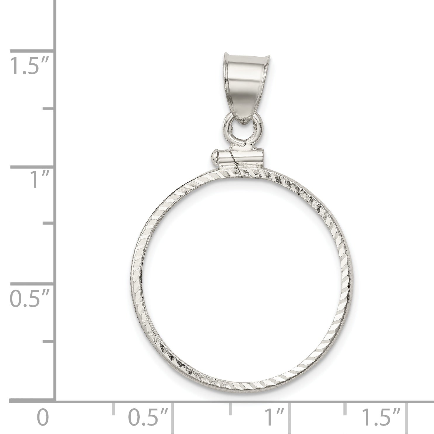 Wideband Distinguished Coin Jewelry Sterling Silver Polished and Diamond-cut 24.1 x 1.7mm $0.25 Screw Top Coin Bezel Pendant
