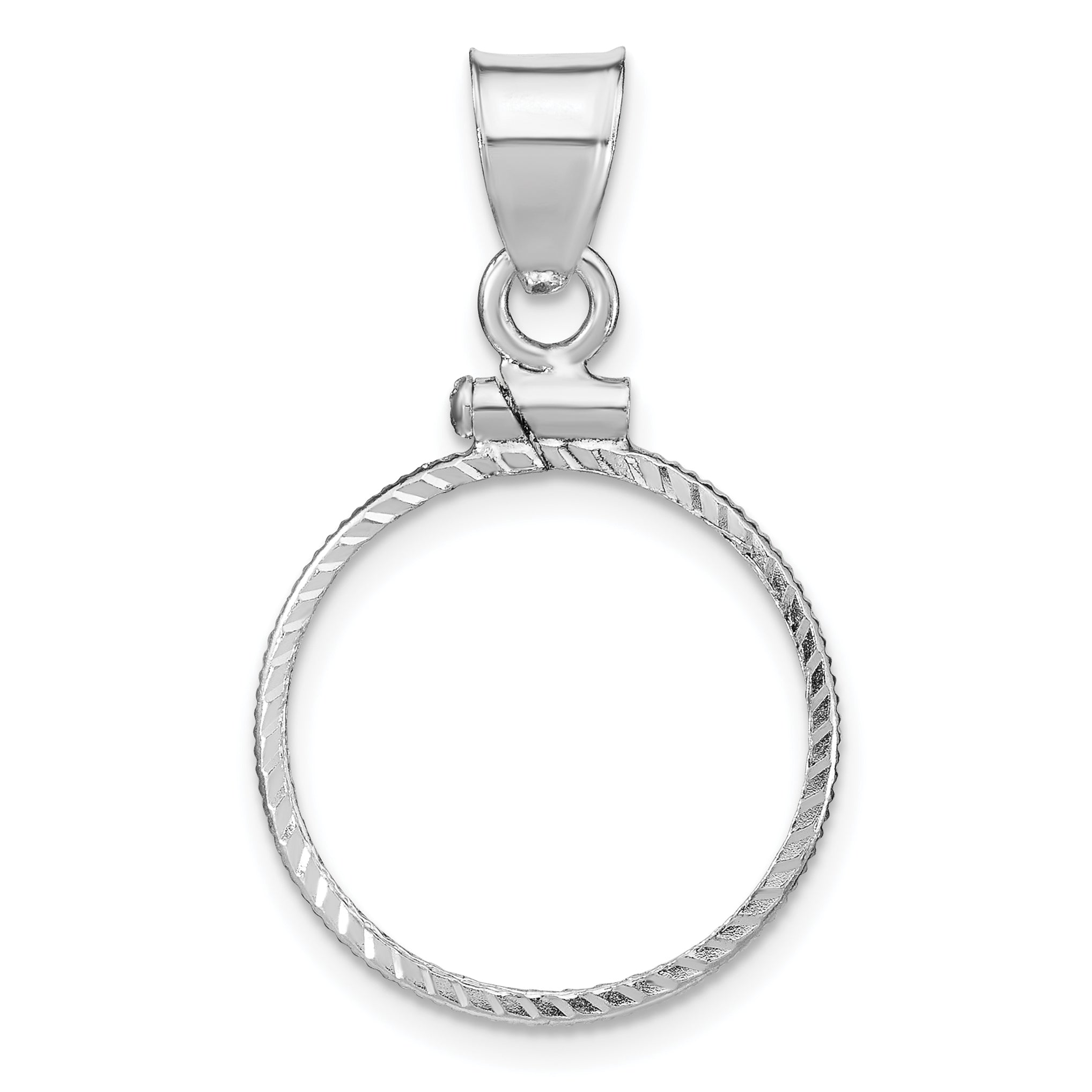 Wideband Distinguished Coin Jewelry Sterling Silver Polished and Diamond-cut 18 x 1.2mm $0.10 Screw Top Coin Bezel Pendant Main image