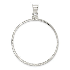 Wideband Distinguished Coin Jewelry Sterling Silver Polished and Diamond-cut 40.6 x 3.1mm Screw Top Coin Bezel Pendant