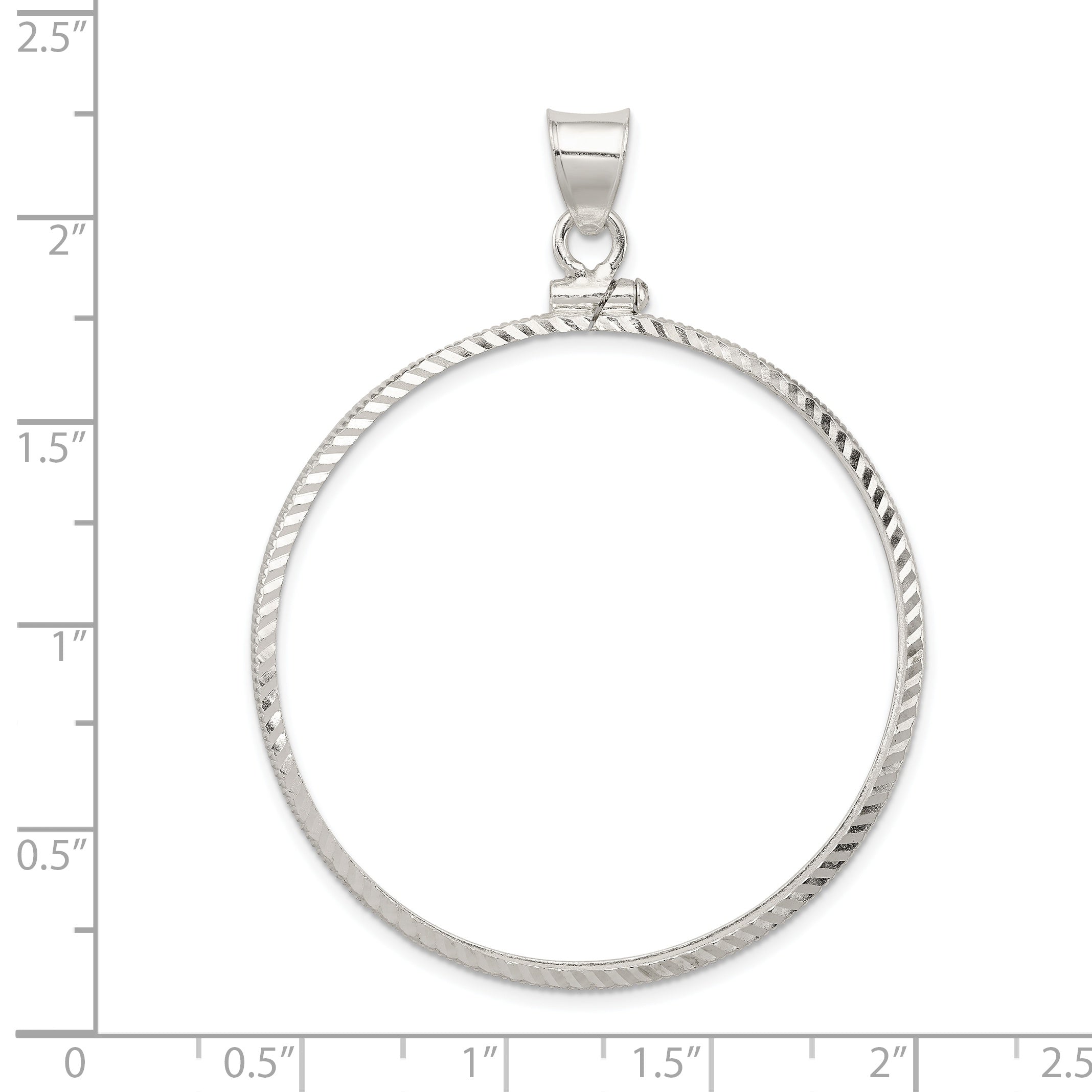Wideband Distinguished Coin Jewelry Sterling Silver Polished and Diamond-cut 40.6 x 3.1mm Screw Top Coin Bezel Pendant