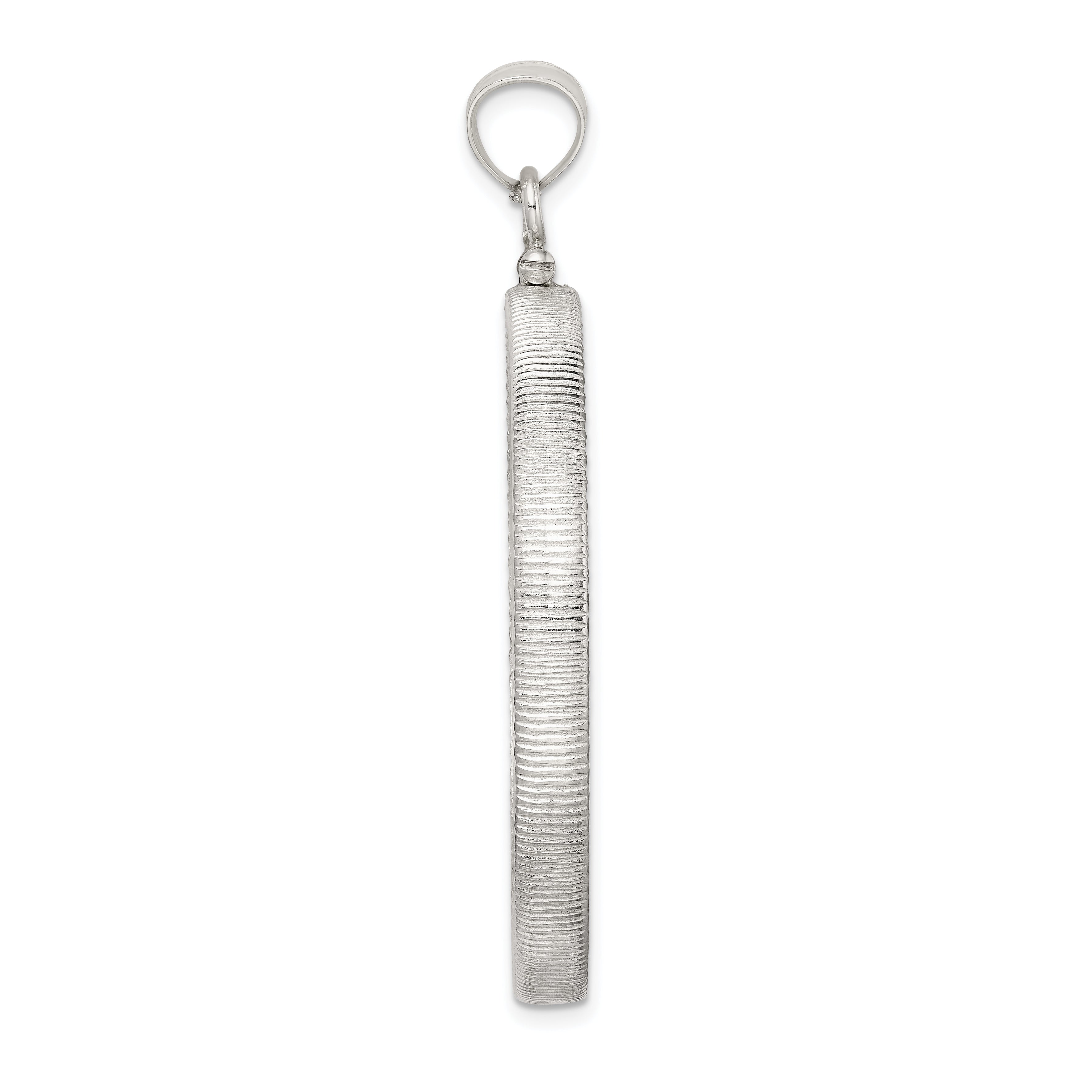 Wideband Distinguished Coin Jewelry Sterling Silver Polished and Diamond-cut 39.4 x 3.1mm 1 oz. Screw Top Coin Bezel Pendant Secondary image