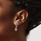Citrine & Diamond Drop Earrings in Sterling Silver, 5x3mm (0.01 ct. tw.) - Sophia Jewelers