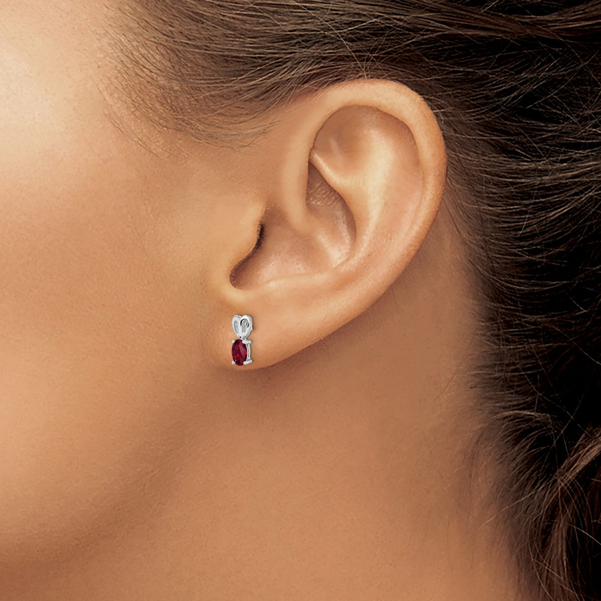 Lab-Created Ruby Stud Earrings in Sterling Silver with Oval Stones - Sophia Jewelers