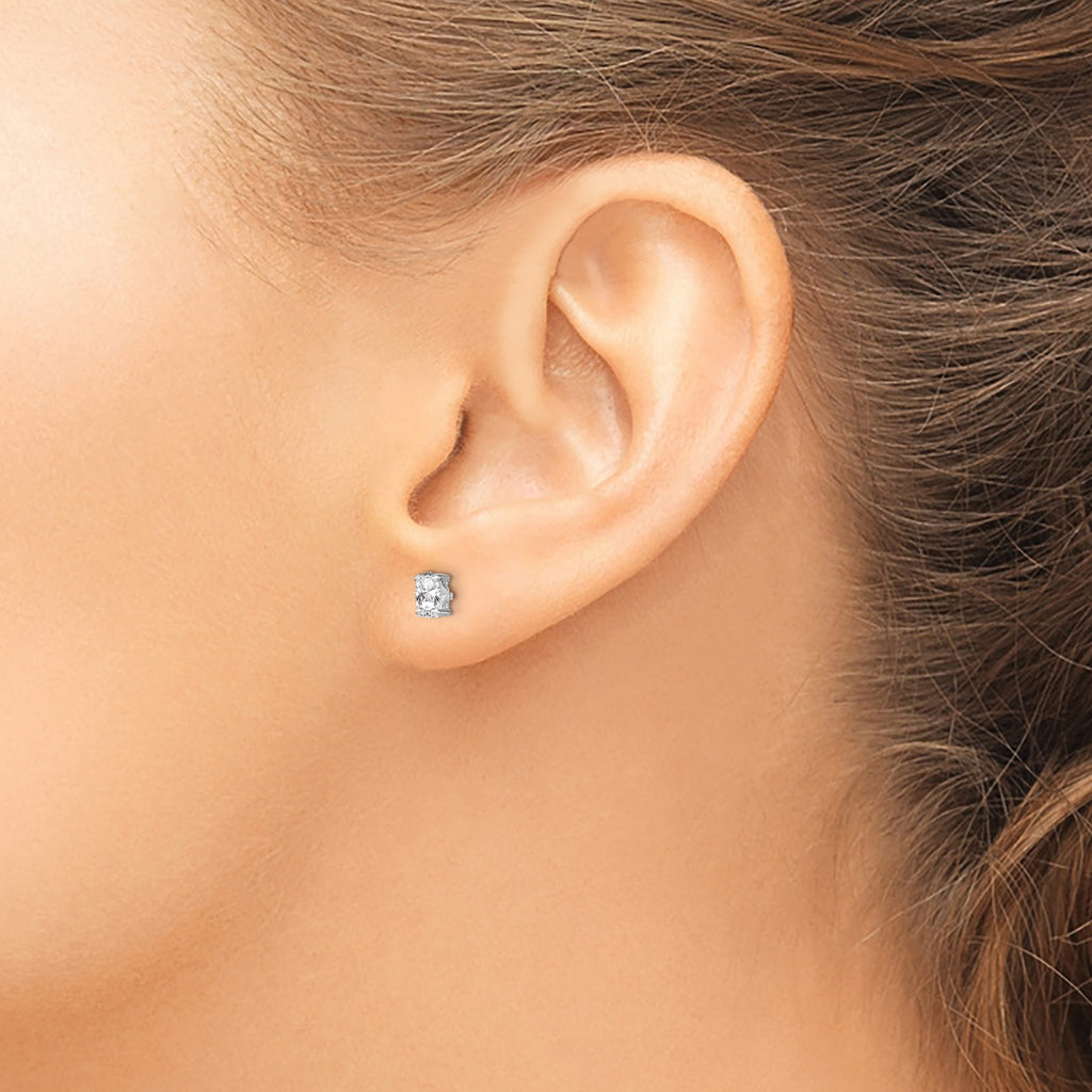 Oval White Topaz Birthstone Stud Earrings in Sterling Silver, 5x3mm - Sophia Jewelers
